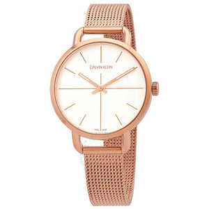 Calvin Klein Even White Dial Rose Gold Mesh Bracelet Watch for Women - K7B23626 Authentic Buy Shop Now