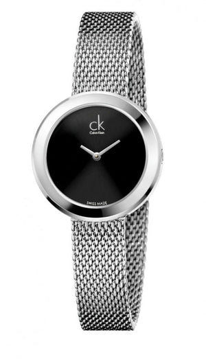 Calvin Klein Firm Black Dial Silver Mesh Bracelet Watch for Women - K3N23121 Authentic Buy Shop Now