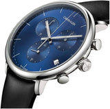 Calvin Klein High Noon Chronograph Blue Dial Black Leather Strap Watch for Men - K8M271CN Authentic Buy Shop Now