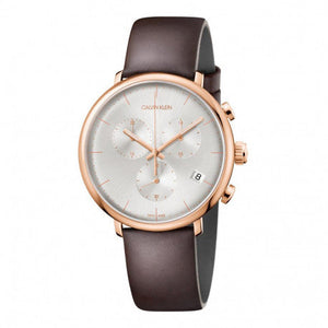 Calvin Klein High Noon Silver Dial Brown Leather Strap Watch for Men - K8M276G6 Authentic Buy Shop Now