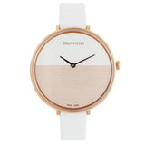 Calvin Klein Rise White Dial White Leather Strap Watch for Women - K7A236LH Authentic Buy Shop Now