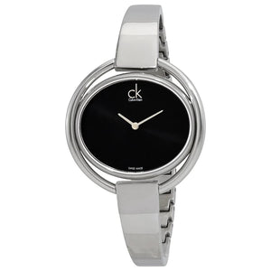 Calvin Klein Impetuous Black Dial Silver Steel Strap Watch for Women - K4F2N111 Authentic Buy Shop Now