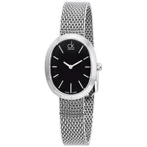 Calvin Klein Incentive Black Dial Silver Mesh Bracelet Watch for Women - K3P23121 Authentic Buy Shop Now
