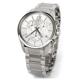 Calvin Klein Masculine Chronograph White Dial Silver Steel Strap Watch for Men - K2H27126 Authentic Buy Shop Now