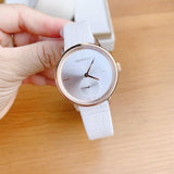 Calvin Klein Accent Silver Dial White Leather Strap Watch for Women - K2Y236K6 Authentic Buy Shop Now