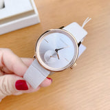 Calvin Klein Accent Silver Dial White Leather Strap Watch for Women - K2Y236K6 Authentic Buy Shop Now