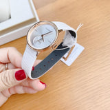 Calvin Klein Accent Silver Dial White Leather Strap Watch for Women - K2Y236K6 Authentic Buy Shop Now