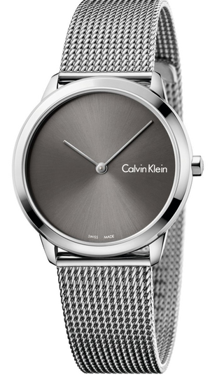 Calvin Klein Minimal Grey Dial Silver Mesh Bracelet Watch for Men - K3M22124 Authentic Buy Shop Now