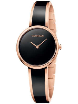 Calvin Klein Seduce Black Dial Two Tone Steel Strap Watch for Women - K4E2N611 Authentic Buy Shop Now