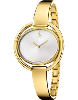 Calvin Klein Impetuous White Dial Gold Steel Strap Watch for Women - K4F2N516 Authentic Buy Shop Now