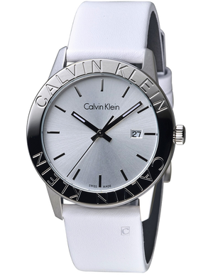 Calvin Klein Steady Silver Dial White Leather Strap Watch for Women - K7Q211L6 Authentic Buy Shop Now