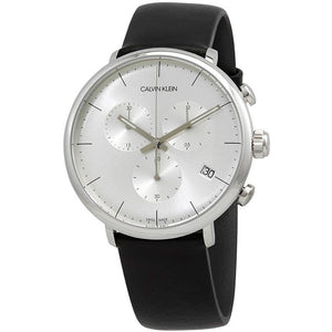 Calvin Klein High Noon Chronograph White Dial Black Leather Strap Watch for Men - K8M271C6 Authentic Buy Shop Now