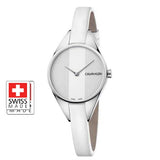 Calvin Klein Rebel White Dial White Leather Strap Watch for Women - K8P231L6 Authentic Buy Shop Now