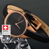 Calvin Klein Rebel Black Dial Black Leather Strap Watch for Women - K8P236C1 Authentic Buy Shop Now