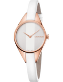 Calvin Klein Rebel White Grey Dial White Leather Strap Watch for Women - K8P236L6 Authentic Buy Shop Now