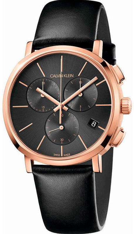 Calvin Klein Posh Grey Dial Black Leather Strap Watch for Men - K8Q376C3 Authentic Buy Shop Now