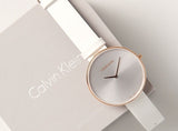 Calvin Klein Full Moon White Dial White Leather Strap Watch for Women - K8Y236L6 Authentic Buy Shop Now