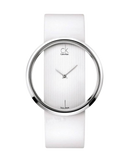 Calvin Klein Glam Transparent Dial White Leather Strap Watch for Women - K9423101 Authentic Buy Shop Now