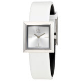 Calvin Klein Mark Silver Dial White Leather Strap Watch for Women - K3R231L6 Authentic Buy Shop Now