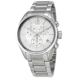 Calvin Klein Masculine Chronograph White Dial Silver Steel Strap Watch for Men - K2H27126 Authentic Buy Shop Now