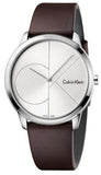 Calvin Klein Minimal Silver Dial Brown Leather Strap Watch for Men - K3M211G6 Authentic Buy Shop Now