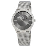 Calvin Klein Minimal Grey Dial Silver Mesh Bracelet Watch for Men - K3M22124 Authentic Buy Shop Now