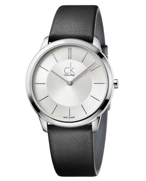 Calvin Klein Minimalist White Dial Black Leather Strap Watch for Men - K3M211C6 Authentic Buy Shop Now