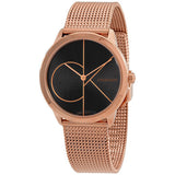 Calvin Klein Minimal Black Dial Rose Gold Mesh Bracelet Watch for Men - K3M22621 Authentic Buy Shop Now