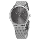 Calvin Klein Minimal Black Dial Silver Mesh Bracelet Watch for Women - K3M22123 Authentic Buy Shop Now