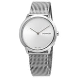 Calvin Klein Minimal SIlver Dial Silver Mesh Bracelet Watch for Women - K3M221Y6 Authentic Buy Shop Now