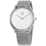 Calvin Klein Minimal White Dial Silver Mesh Bracelet Watch for Men - K3M2112Y Authentic Buy Shop Now