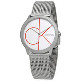 Calvin Klein Minimal White Dial Silver Mesh Bracelet Watch for Women - K3M52152 Authentic Buy Shop Now