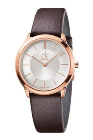 Calvin Klein Minimal White Dial Brown Leather Strap Watch for Men - K3M216G6 Authentic Buy Shop Now