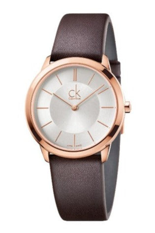 Calvin Klein Minimal White Dial Brown Leather Strap Watch for Men - K3M216G6 Authentic Buy Shop Now