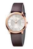 Calvin Klein Minimal White Dial Brown Leather Strap Watch for Men - K3M216G6 Authentic Buy Shop Now