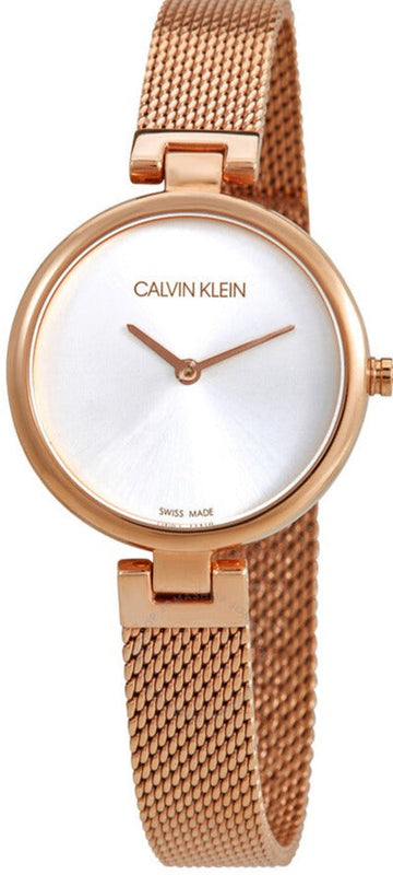 Calvin Klein Authentic Silver Dial Rose Gold Mesh Bracelet Watch for Women - K8G23626 Authentic Buy Shop Now