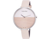 Calvin Klein Rise White Beige Dial Beige Leather Strap Watch for Women - K7A231XH Authentic Buy Shop Now