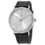 Calvin Klein Surround Silver Dial Black Leather Strap Watch for Men - K3W211C6 Authentic Buy Shop Now