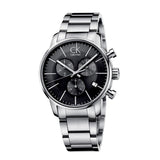 Calvin Klein City Chronograph Black Dial Silver Steel Strap Watch for Men - K2G27143 Authentic Buy Shop Now