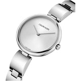 Calvin Klein Wavy Silver Dial Silver Steel Strap Watch for Women - K9U23146 Authentic Buy Shop Now
