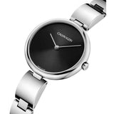 Calvin Klein Wavy Black Dial Silver Steel Strap Watch for Women - K9U23141 Authentic Buy Shop Now