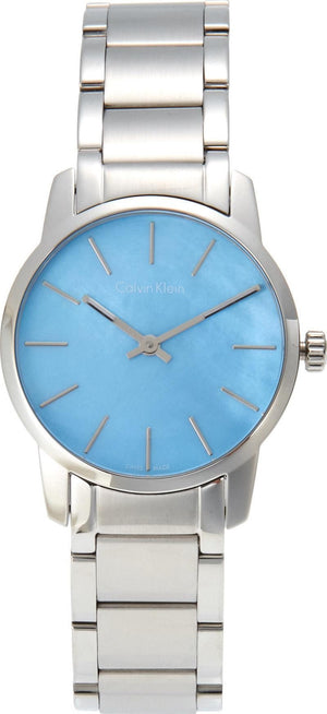 Calvin Klein City Mother of Pearl Blue Dial Silver Steel Strap Watch for Women - K2G2314X Authentic Buy Shop Now