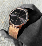 Calvin Klein Minimal Black Dial Rose Gold Mesh Bracelet Watch for Men - K3M21621 Authentic Buy Shop Now
