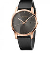 Calvin Klein City Quartz Grey Dial Black Leather Strap Watch for Men - K2G2G6C3 Authentic Buy Shop Now
