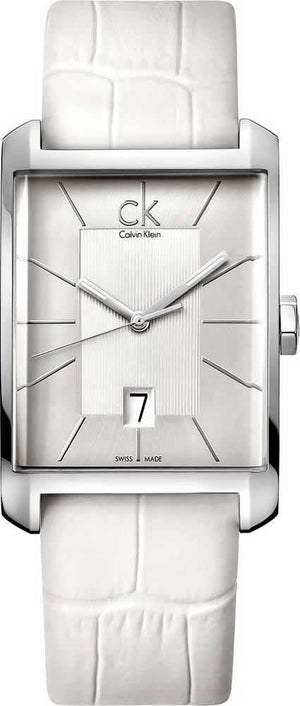 Calvin Klein Window White Dial White Leather Strap Watch for Women - K2M23120 Authentic Buy Shop Now
