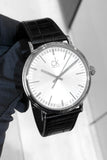 Calvin Klein Surround Silver Dial Black Leather Strap Watch for Men - K3W211C6 Authentic Buy Shop Now