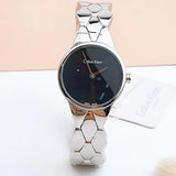 Calvin Klein Snake Black Dial Silver Steel Strap Watch For Women - K6E23141 Authentic Buy Shop Now