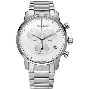 Calvin Klein City Chronograph White Dial Silver Steel Strap Watch for Men - K2G271Z6 Authentic Buy Shop Now