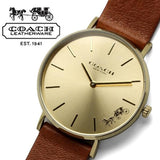 Coach Perry Gold Dial Brown Leather Strap Watch for Women - 14503331 Authentic Buy Shop Now