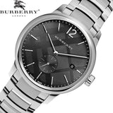 Burberry The Classic Round Black Dial Silver Steel Strap Watch for Men - BU10005 Authentic Buy Shop Now